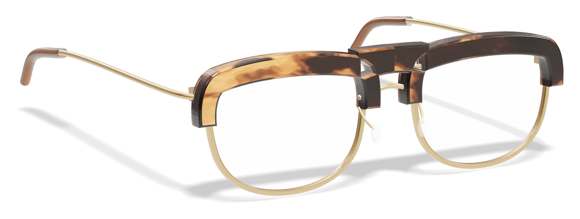 Tortoise and gold browline frame